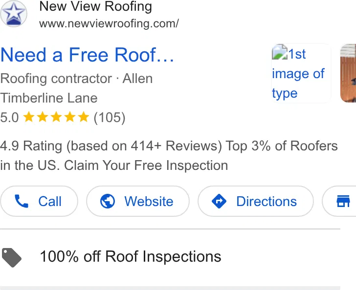 New View Roofing ad