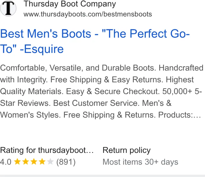 Thursday Boot Company ad