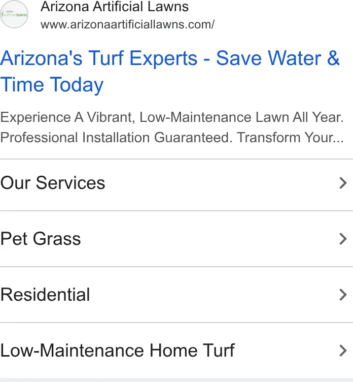 Arizona Artificial Lawns ad