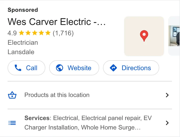 Wes Carver Electric ad