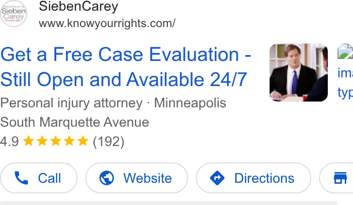 SiebenCarey Personal Injury Law ad