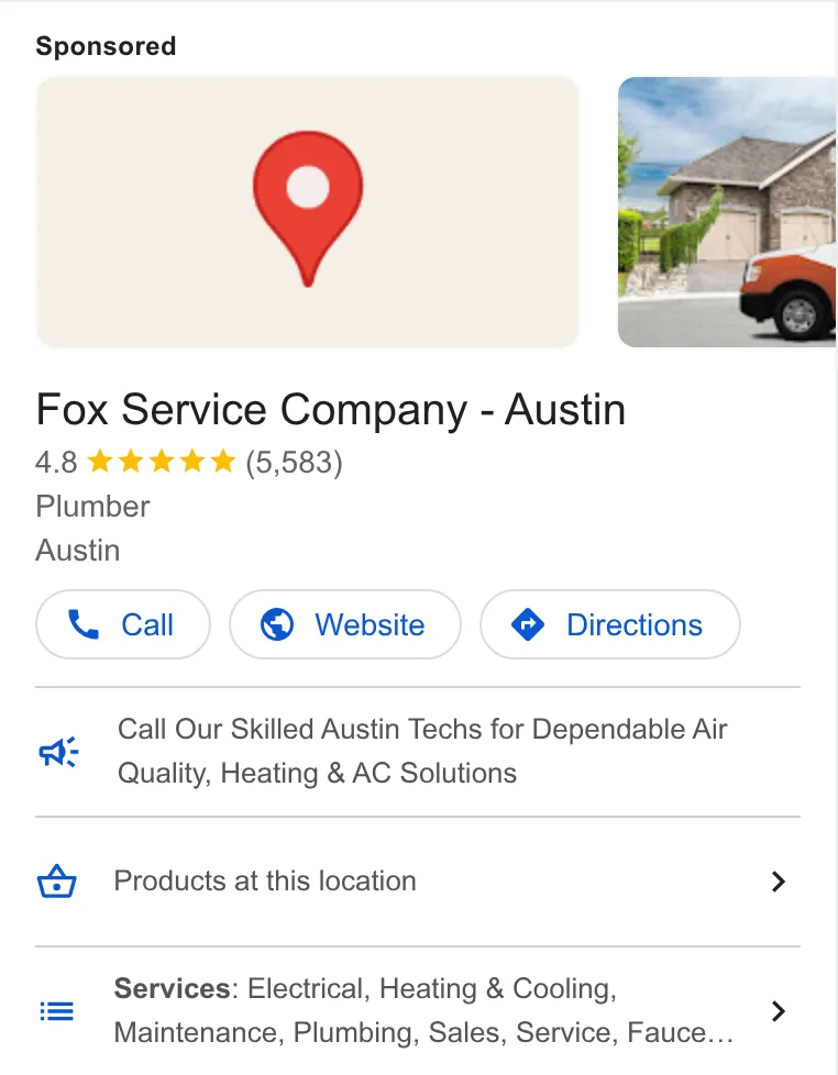 Fox Service Company ad