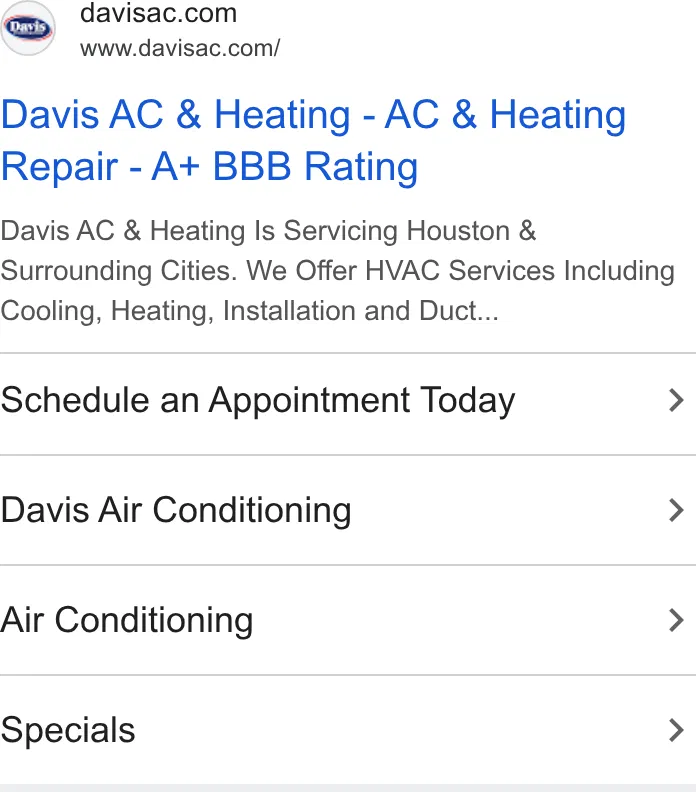 Davis Air Conditioning & Heating, Inc. ad