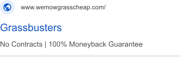 Grassbusters - We Mow Grass Cheap! ad