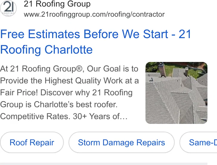 21 Roofing Group (Serving The Carolinas) ad
