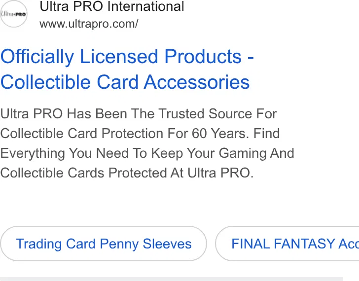 Ultra PRO International ad