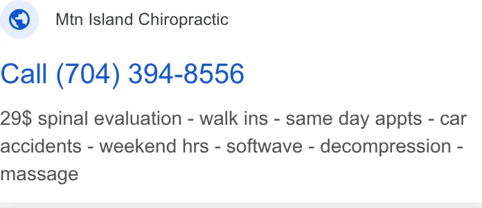 Mountain Island Chiropractic ad