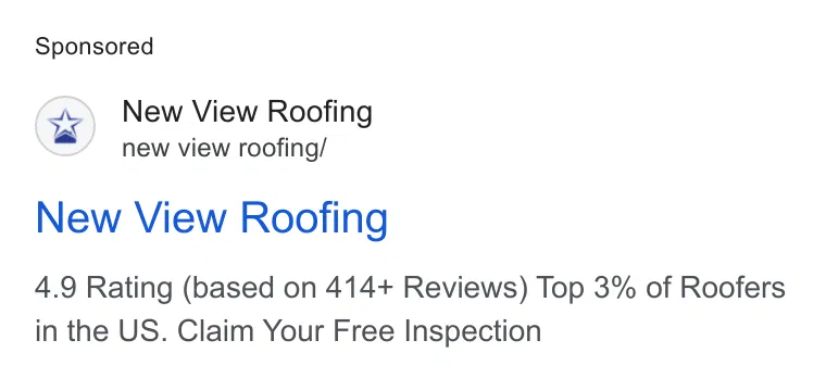 New View Roofing ad