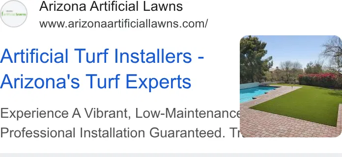 Arizona Artificial Lawns ad