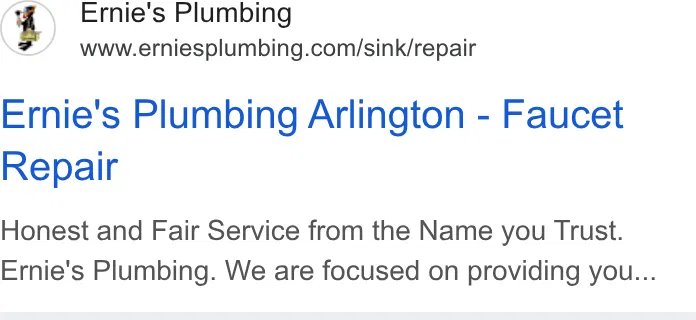 Ernie's Plumbing Service, Inc. ad