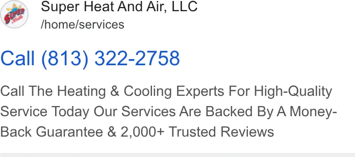 Super Heat, Air, And Plumbing ad