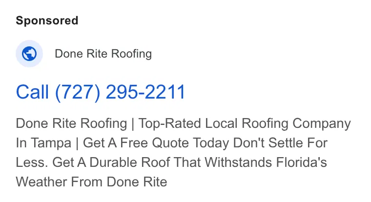 Done Rite Roofing Inc ad