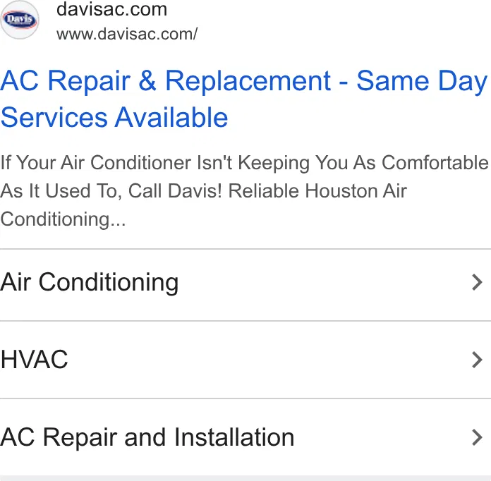 Davis Air Conditioning & Heating, Inc. ad