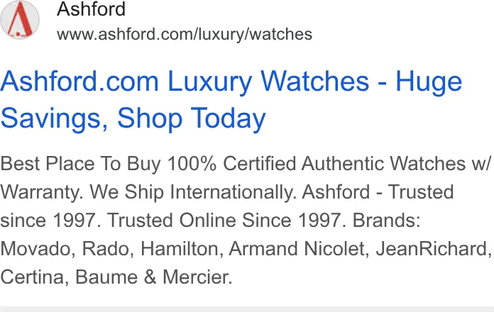 Ashford.com ad