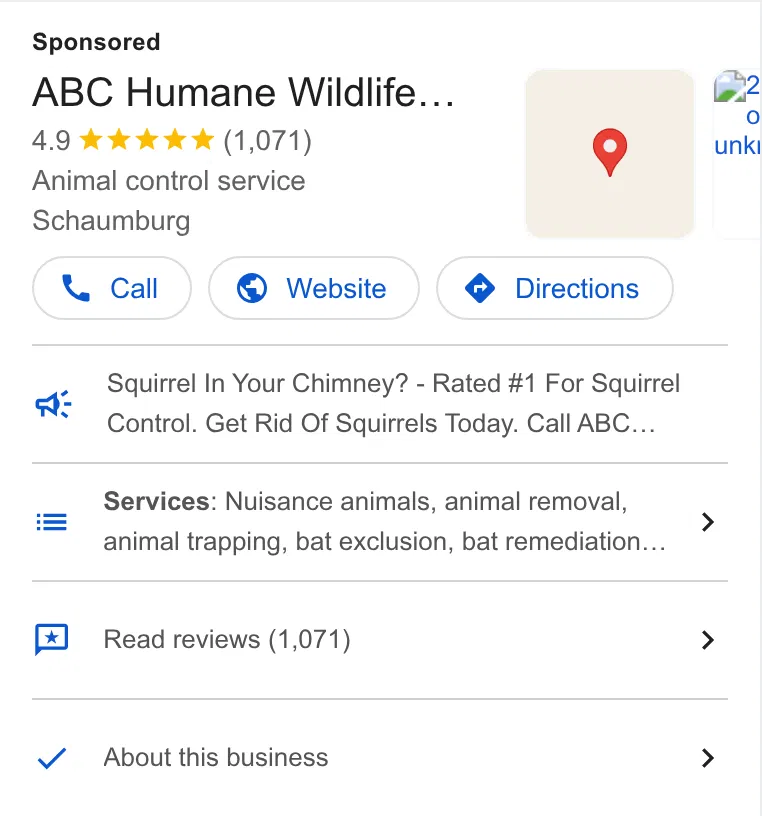 ABC Humane Wildlife Control and Prevention Inc. ad
