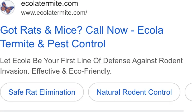 Ecola Termite and Pest Control Services ad