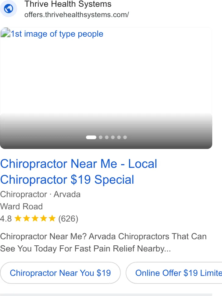 Thrive Health Systems Chiropractors of Arvada ad