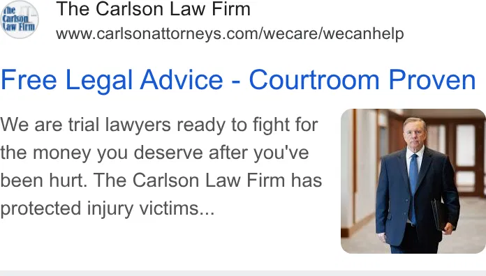 The Carlson Law Firm ad