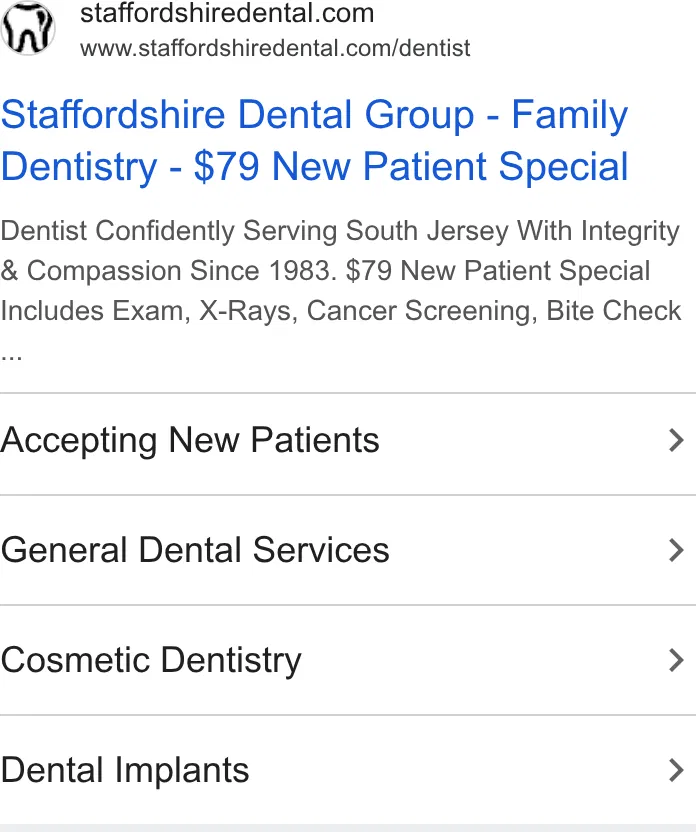 Staffordshire Dental Group P.A. ad