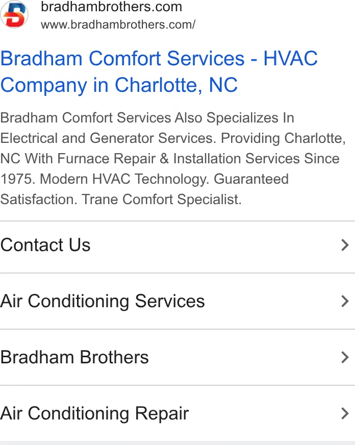 Bradham Comfort Services, Inc. ad