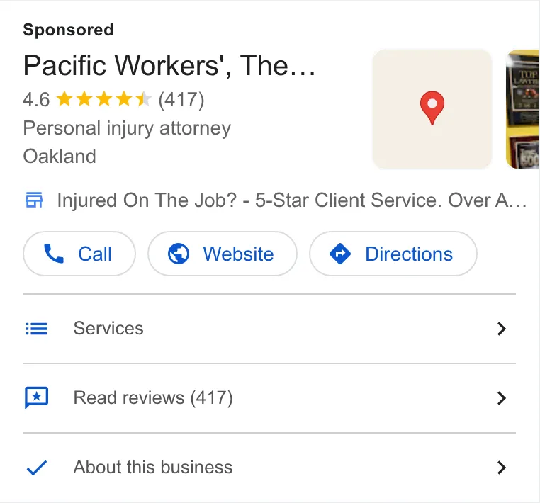Pacific Workers', The Lawyers for Injured Workers ad