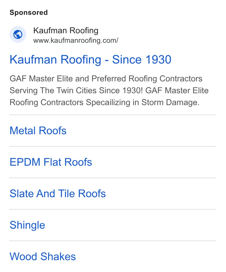 Kaufman Roofing ad