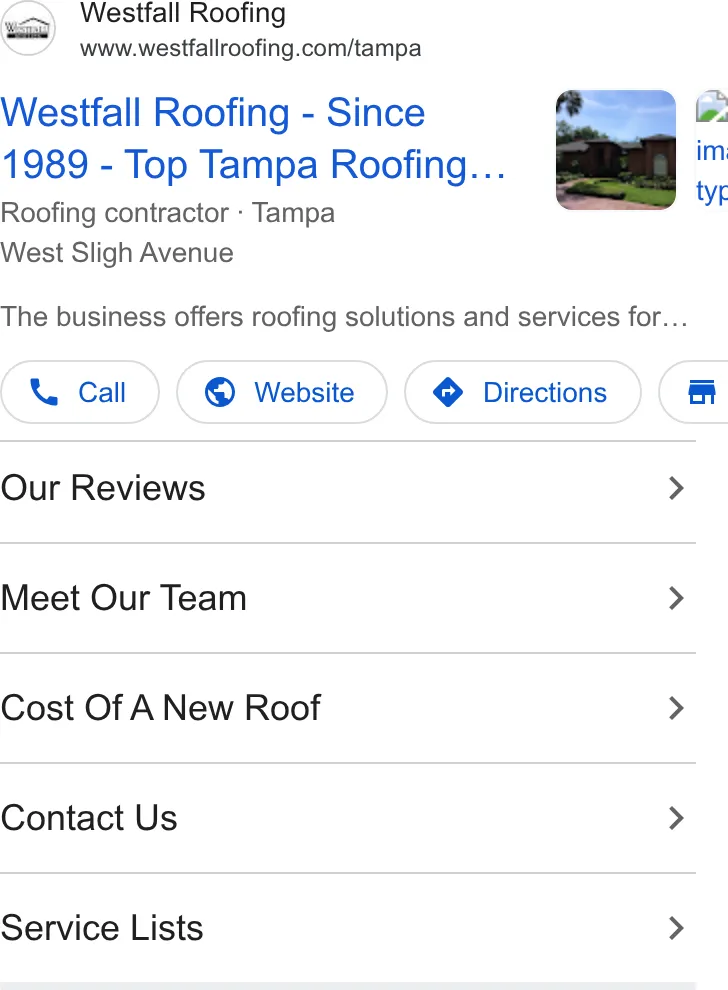 Westfall Roofing ad