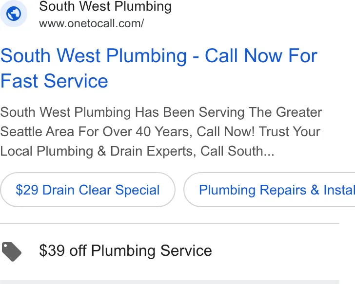 South West Plumbing, Heating, Air, & Electric ad