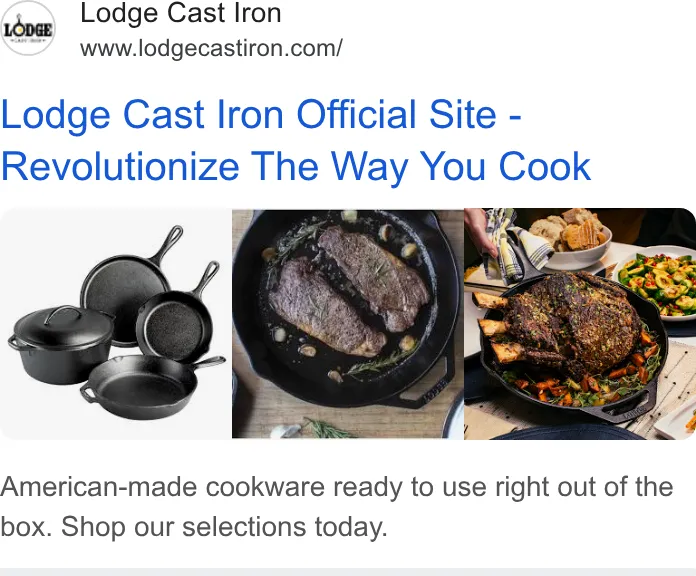 Lodge Cast Iron ad