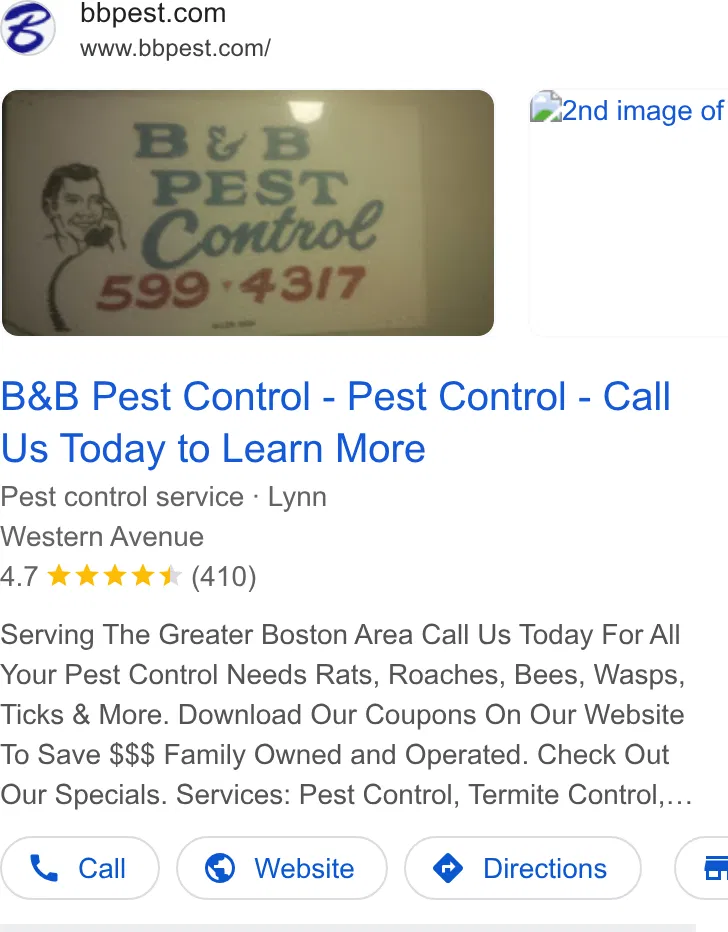 B & B Pest Control ad