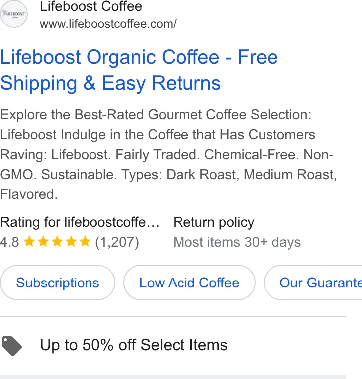 Lifeboost Coffee ad