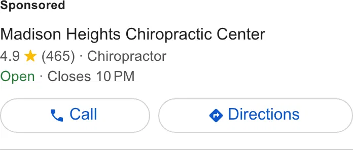 Madison Heights Chiropractic Center ad