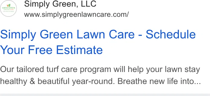 Simply Green Lawn Care ad