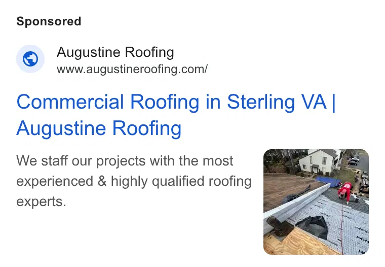 Augustine Roofing ad