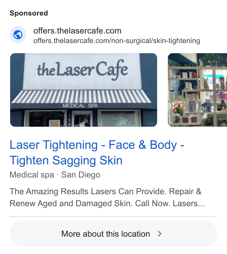 The Laser Cafe Medical Spa ad