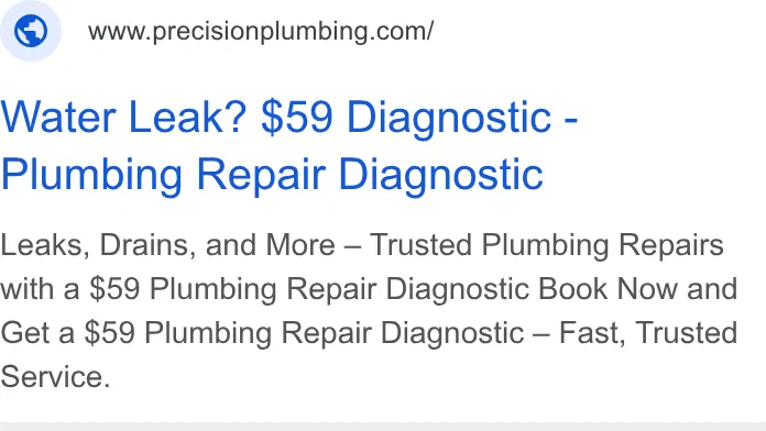 Precision Plumbing Heating Cooling Electric ad