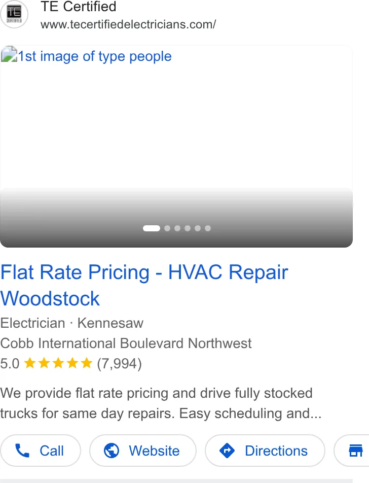 TE Certified, Electrical, Plumbing, Heating & Cooling ad