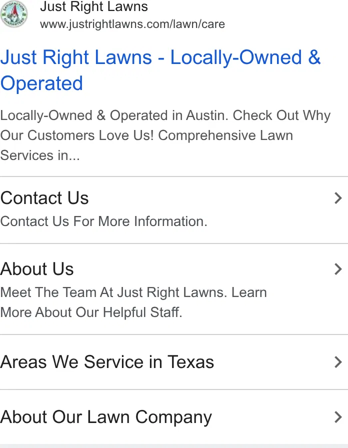 Just Right Lawns - Austin ad