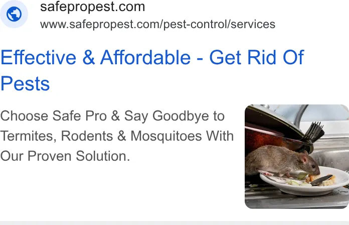 Safe Pro Pest Control ad