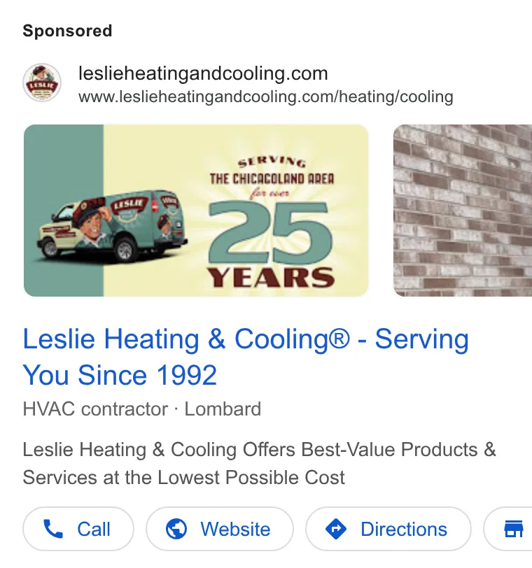 Leslie Heating, Cooling, Plumbing, & Electric ad