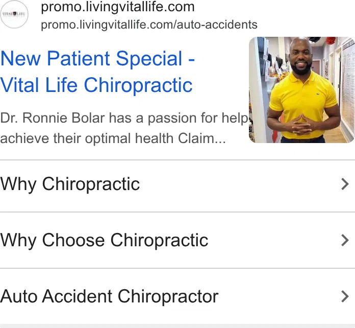 Vital Life Chiropractic ad