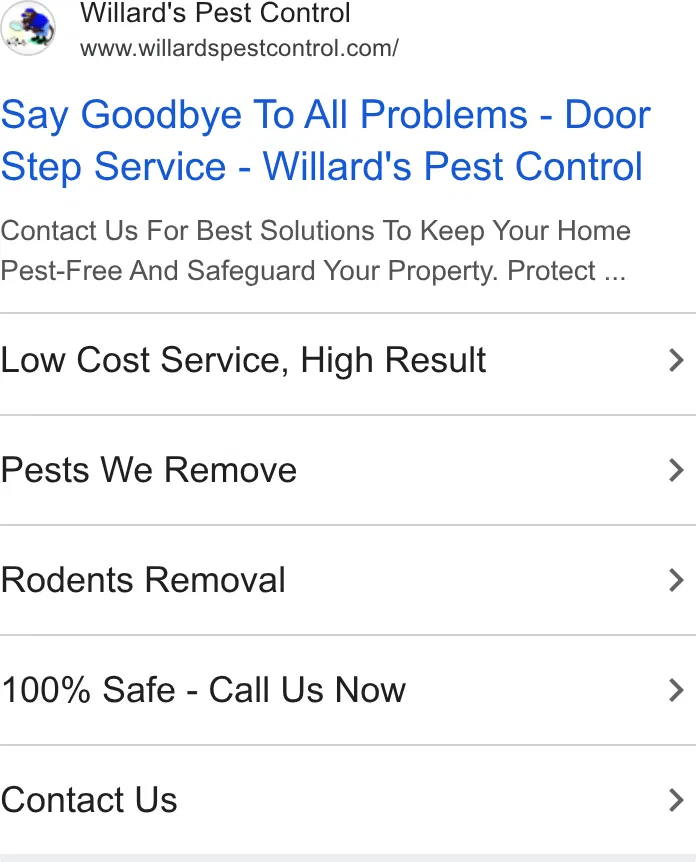 Willard's Pest Control ad