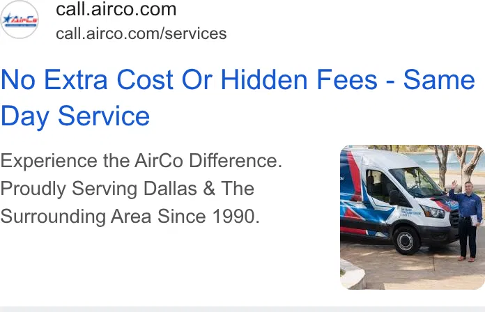 AirCo Air Conditioning, Heating and Plumbing ad
