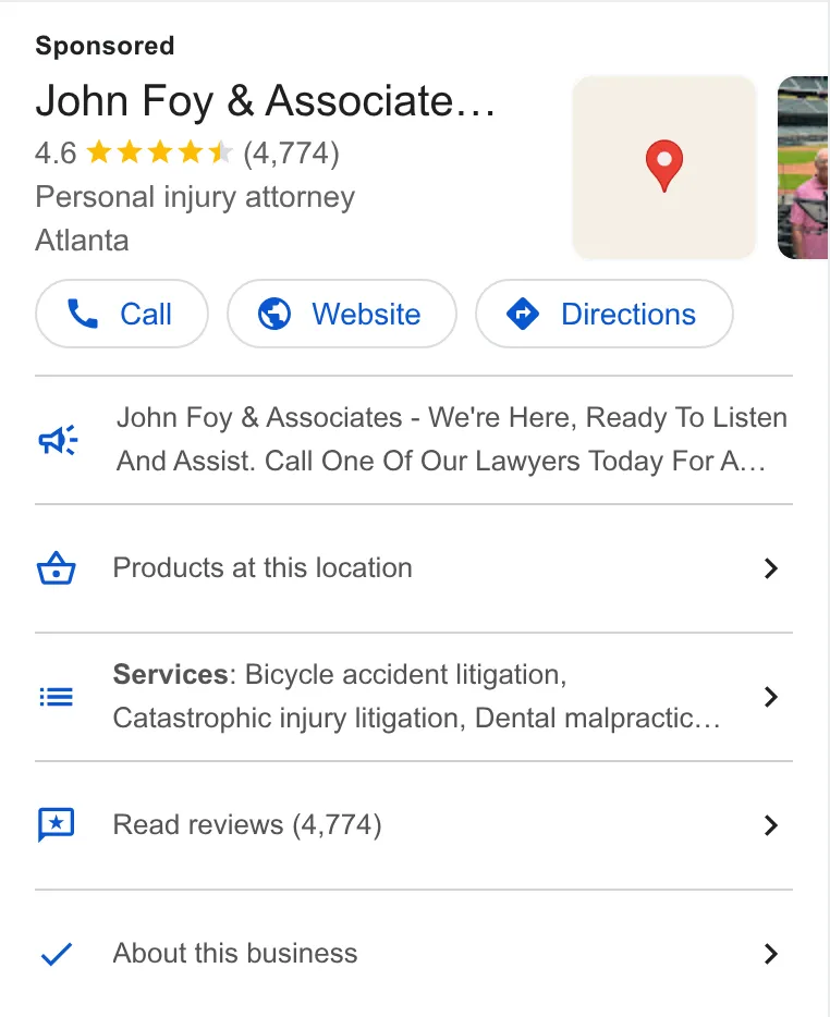 John Foy & Associates, Accident & Injury Lawyers - Atlanta ad