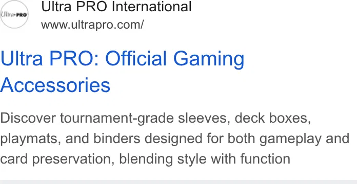 Ultra PRO International ad