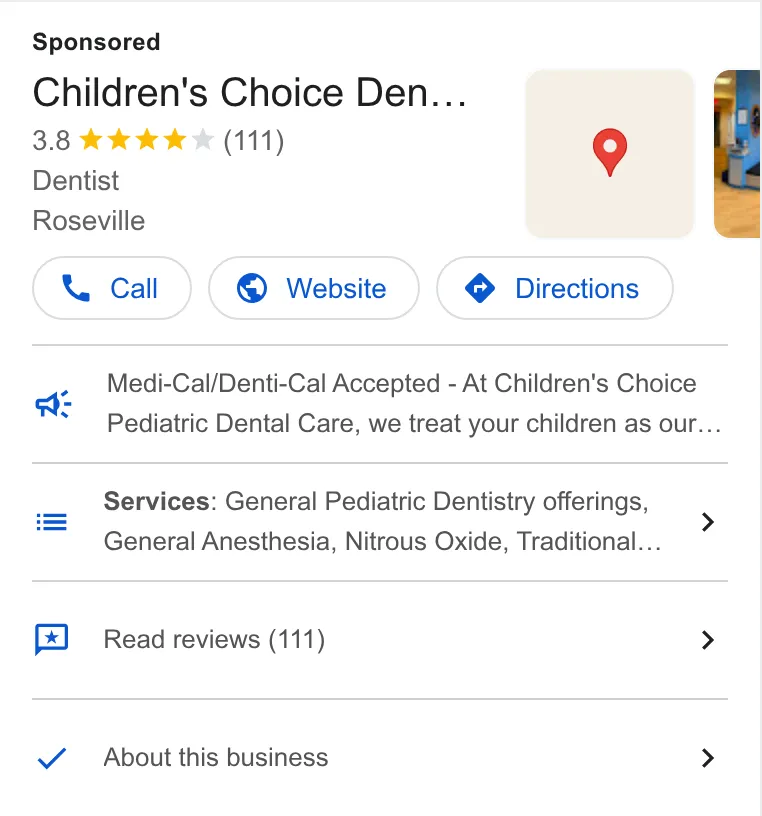 Children's Choice Dental Care San Francisco ad