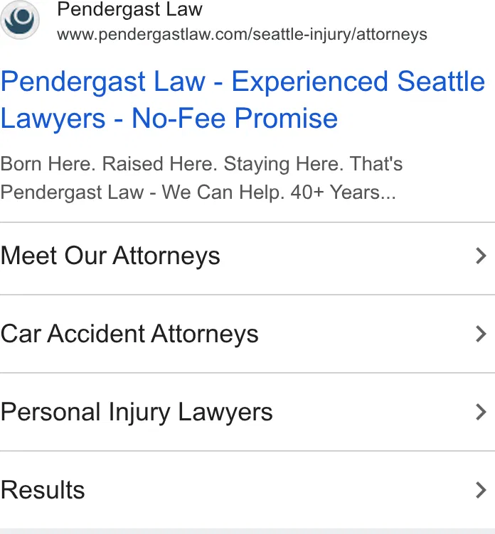 Pendergast Law ad