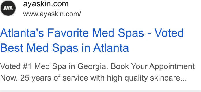 AYA Medical Spa Avalon - Alpharetta ad