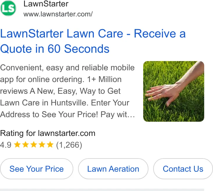 LawnStarter Lawn Care Service ad