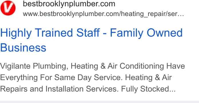 Vigilante Plumbing, Heating & Air Conditioning ad